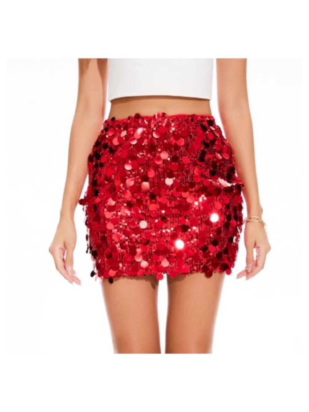 Sequin Mini Skirt Stretchy Bodycon Glitter Party Night Out Clubwear